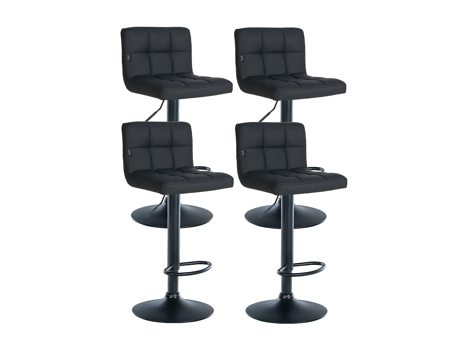 Lot de 4  Tabouret de bar - Similicuir - Noir - Feni