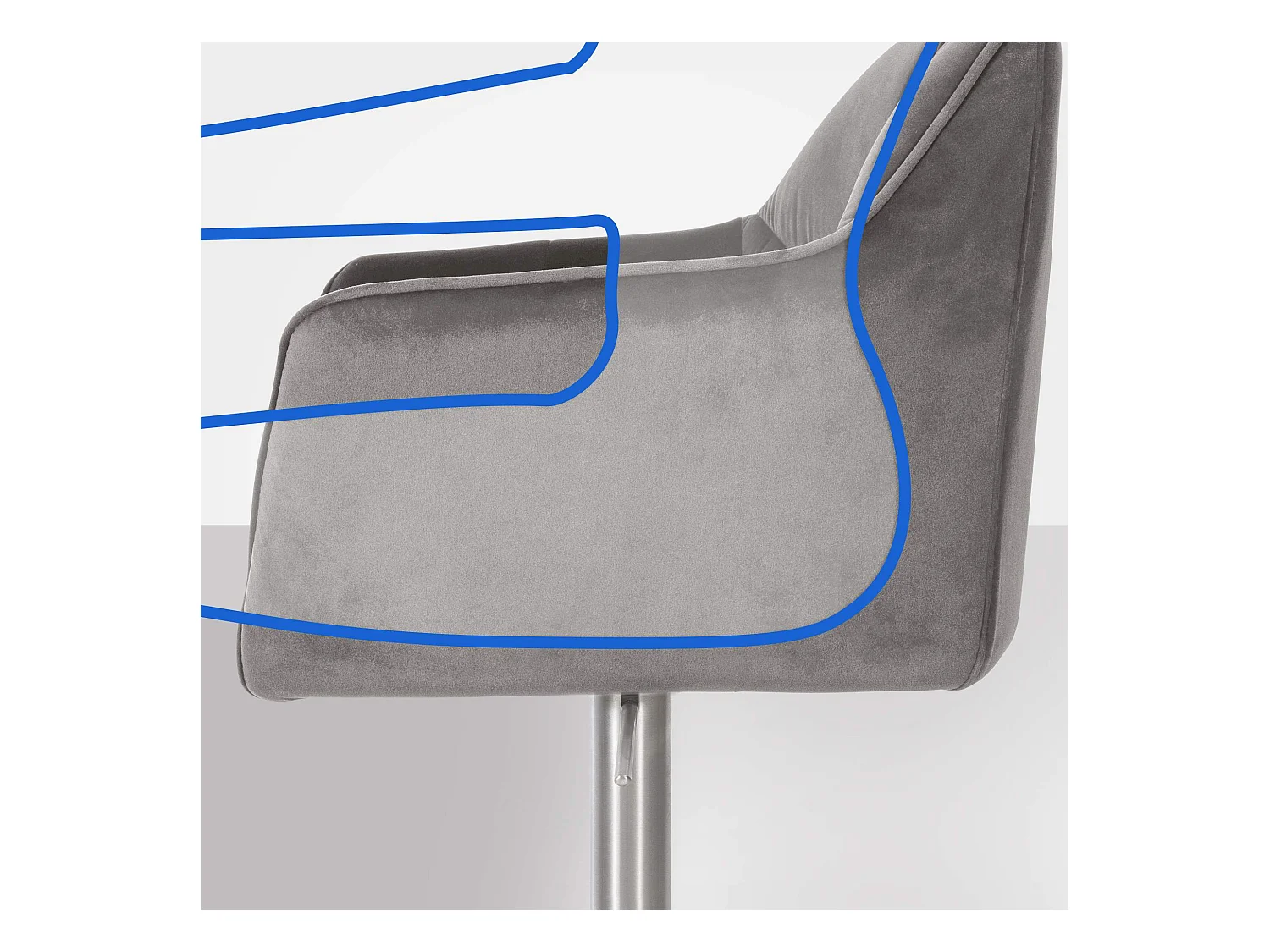 Lot de 2  Tabouret de bar - Velours - Gris - Damaso