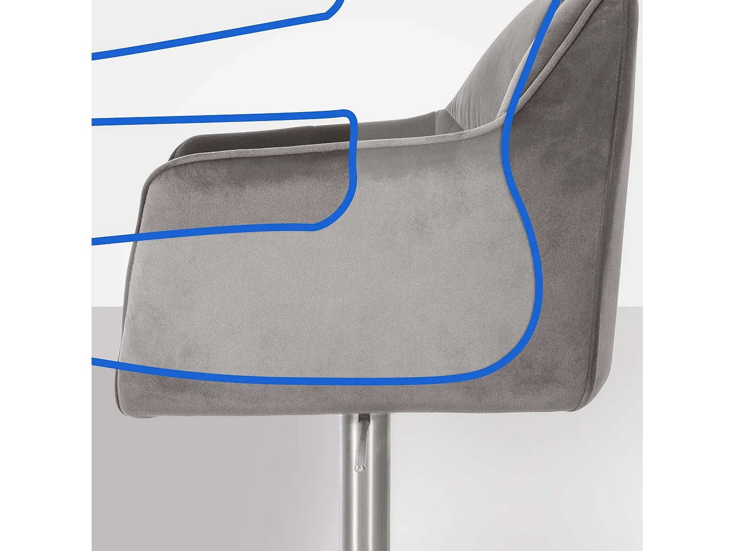 Lot de 2  Tabouret de bar - Velours - Gris - Damaso