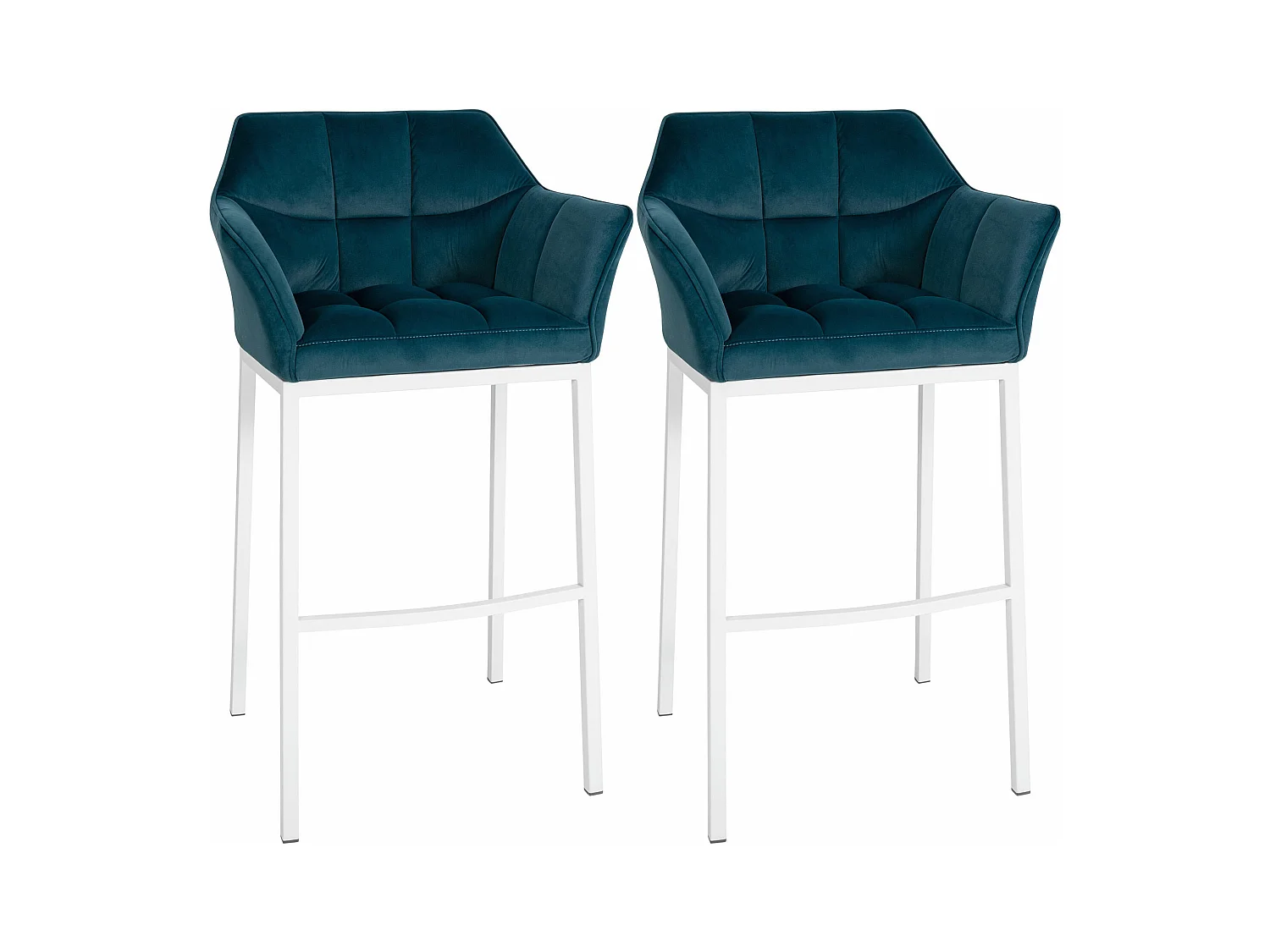 Lot de 2  Tabouret de bar - Velours - Vert - Damaso