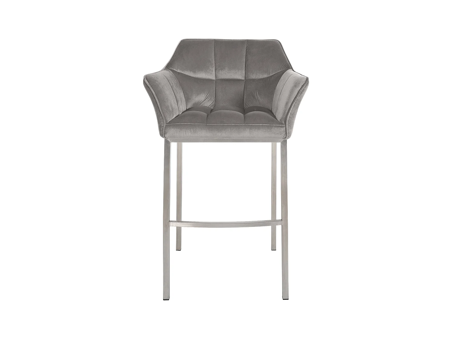 Lot de 2  Tabouret de bar - Velours - Gris - Damaso