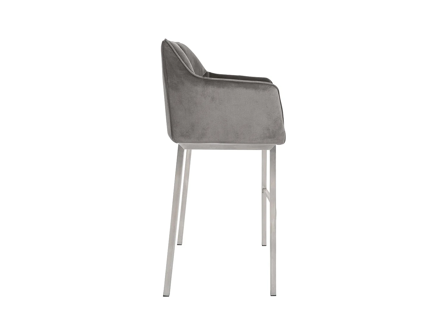 Lot de 2  Tabouret de bar - Velours - Gris - Damaso