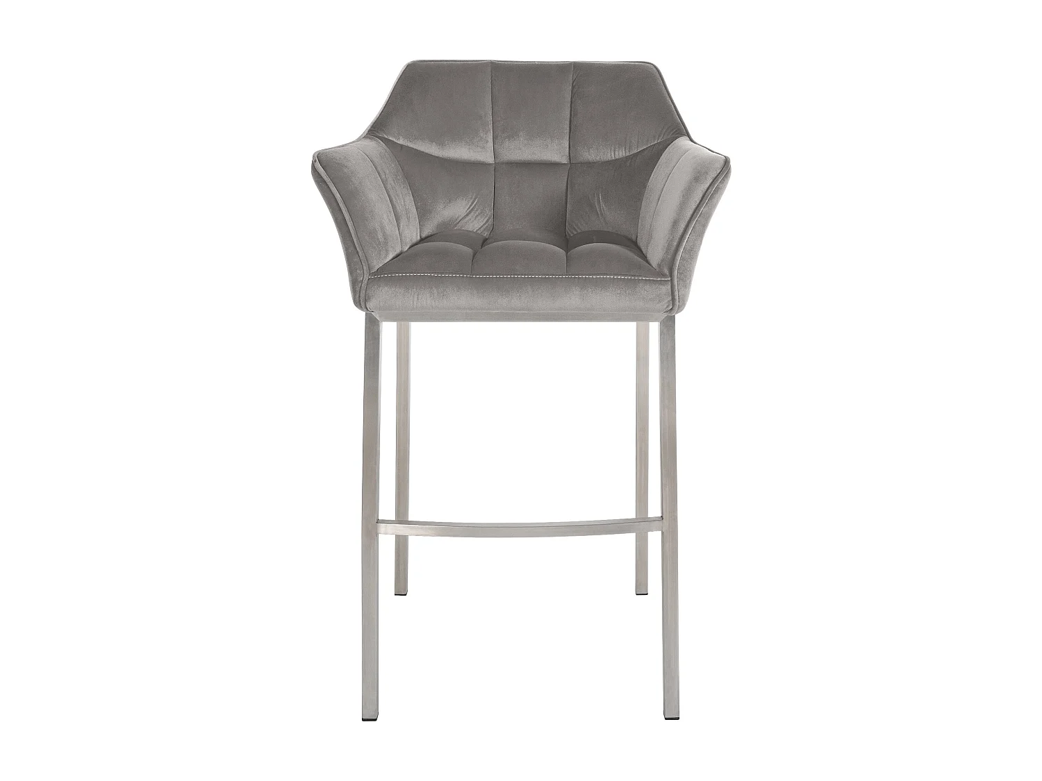 Lot de 2  Tabouret de bar - Velours - Gris - Damaso
