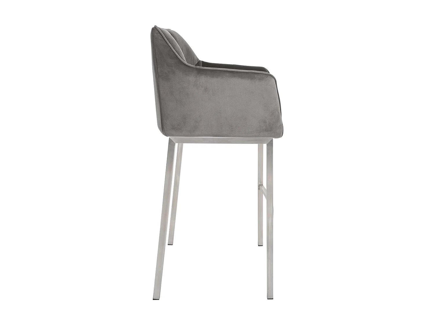 Lot de 2  Tabouret de bar - Velours - Gris - Damaso