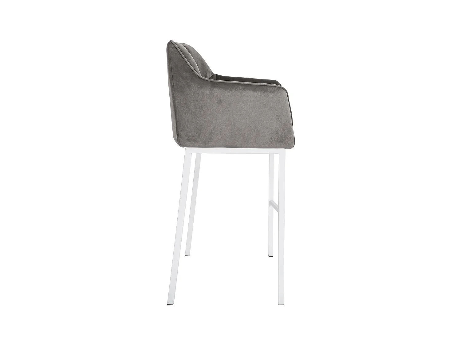 Lot de 2  Tabouret de bar - Velours - Gris - Damaso