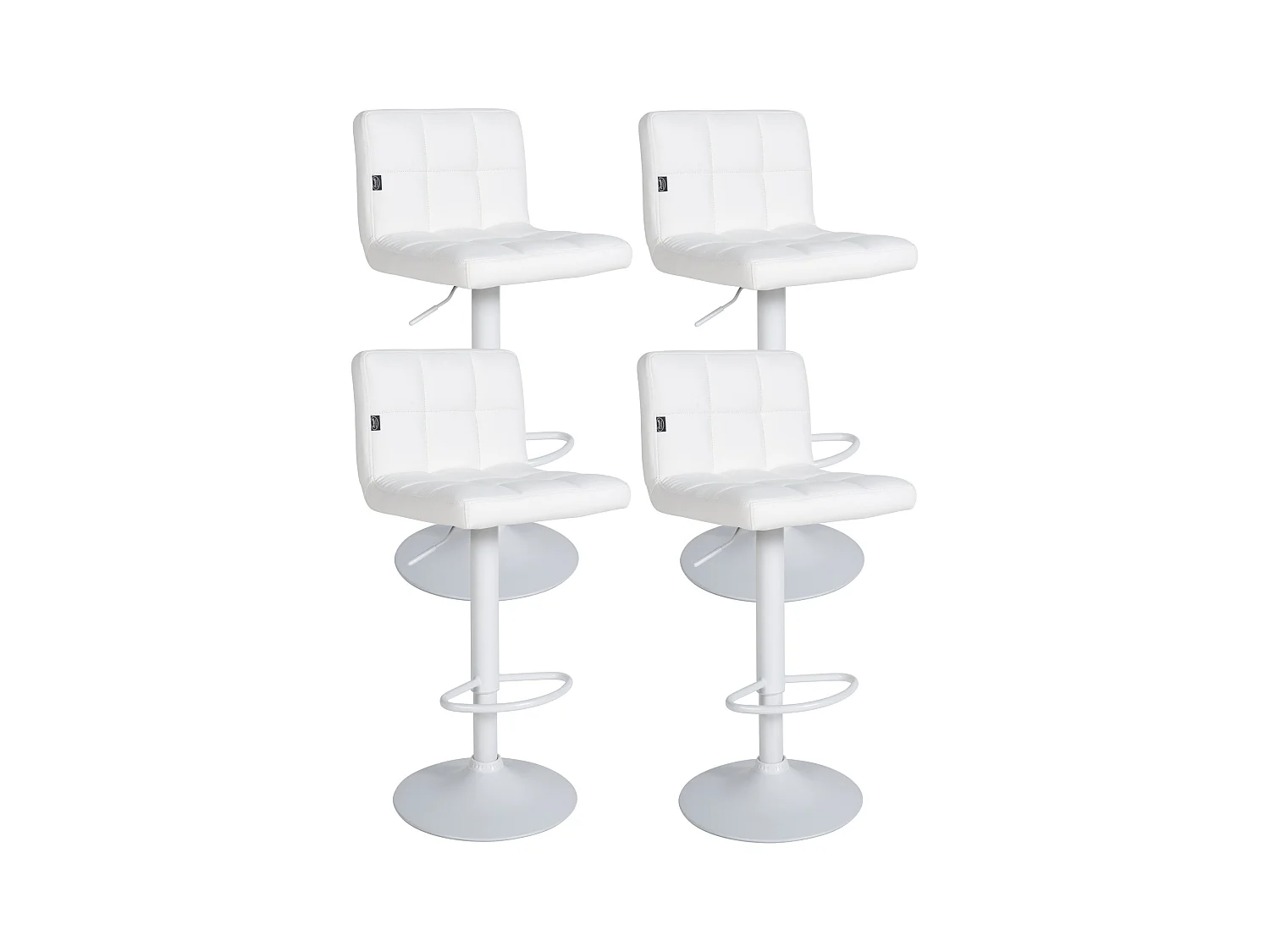Lot de 4  Tabouret de bar - Similicuir - Blanc - Feni