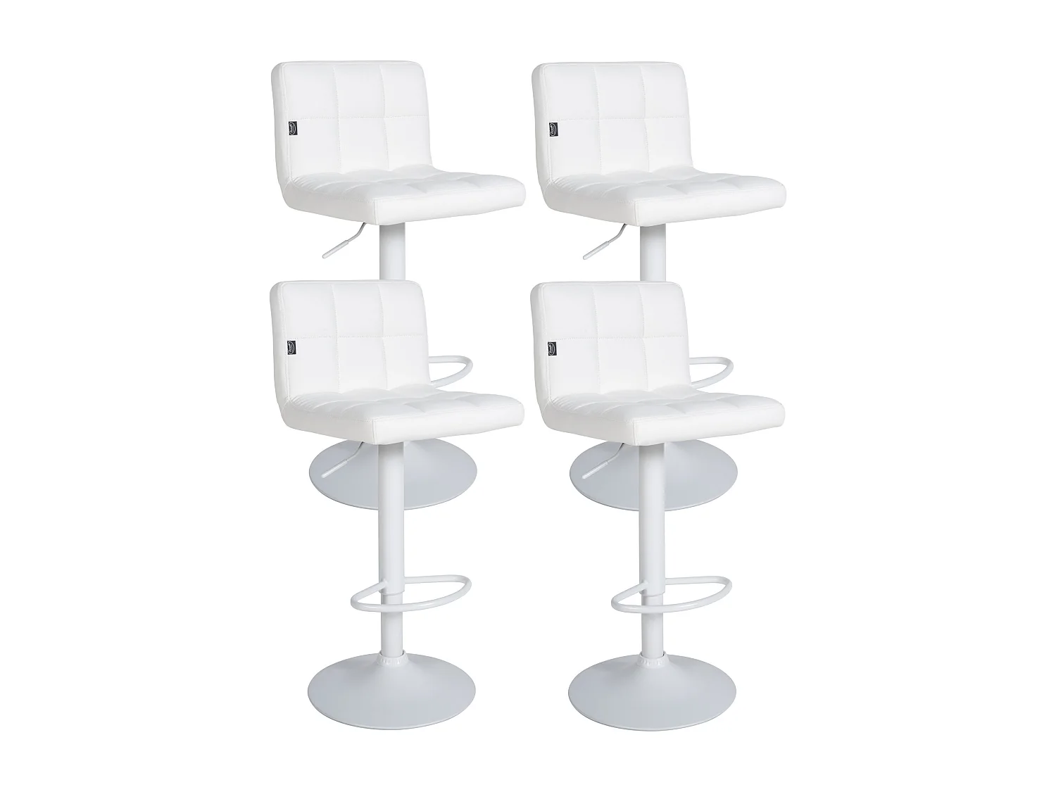 Lot de 4  Tabouret de bar - Similicuir - Blanc - Feni