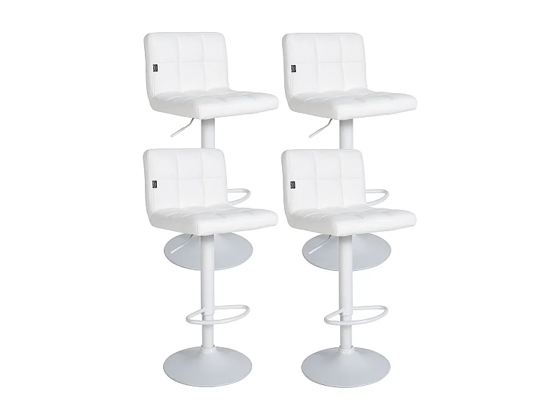 Lot de 4  Tabouret de bar - Similicuir - Blanc - Feni
