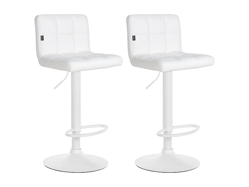 Lot de 2  Tabouret de bar - Similicuir & Blanc - Blanc - Feni