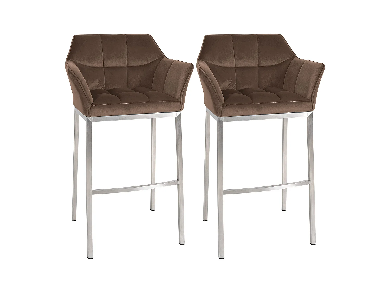 Lot de 2  Tabouret de bar - Velours - Marron - Damaso