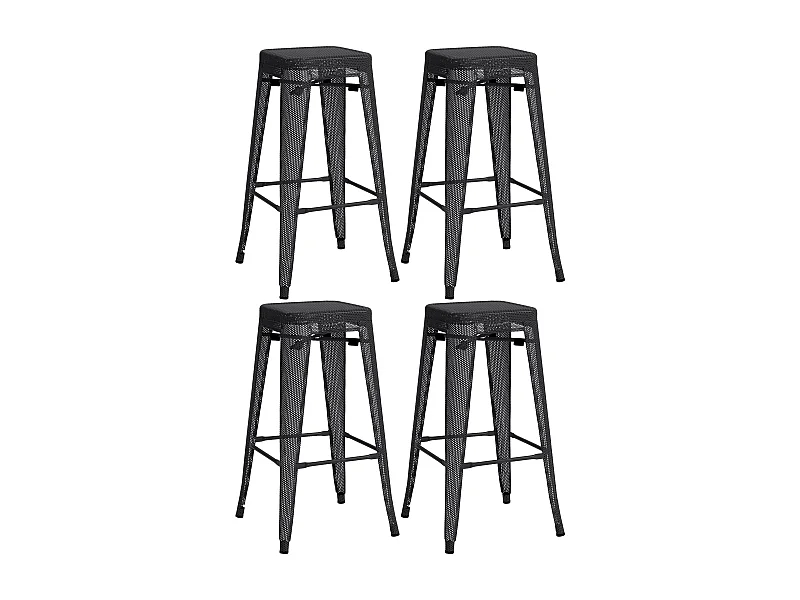 Lot de 4  Tabouret de bar - Métal - Noir - Fletcher