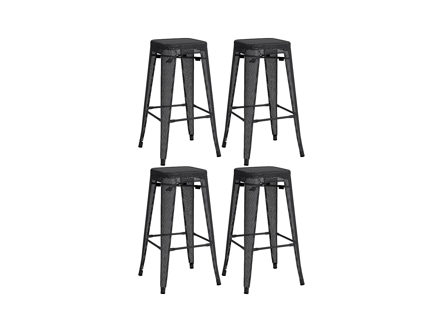 Lot de 4  Tabouret de bar - Métal - Noir - Fletcher