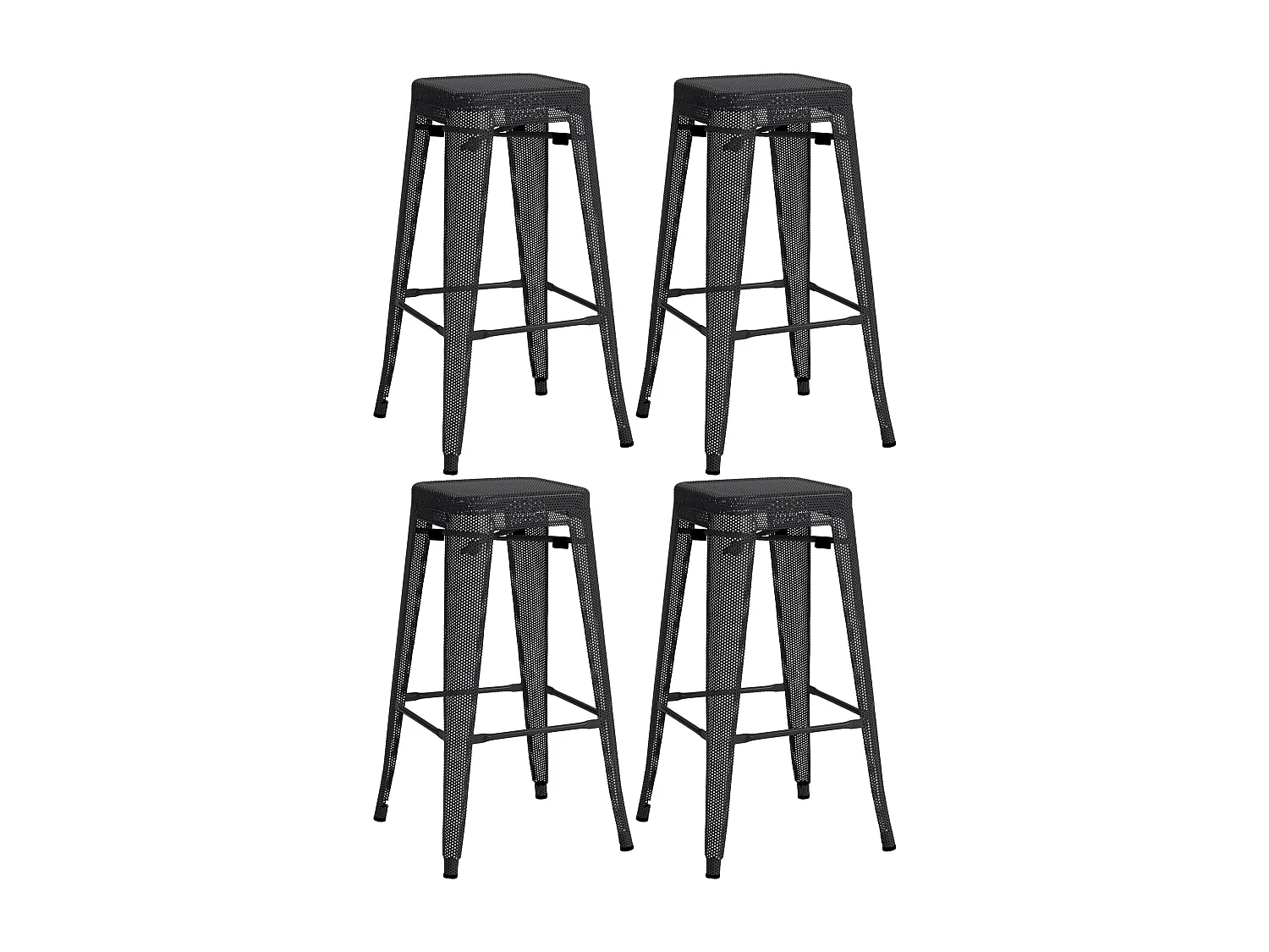 Lot de 4  Tabouret de bar - Métal - Noir - Fletcher