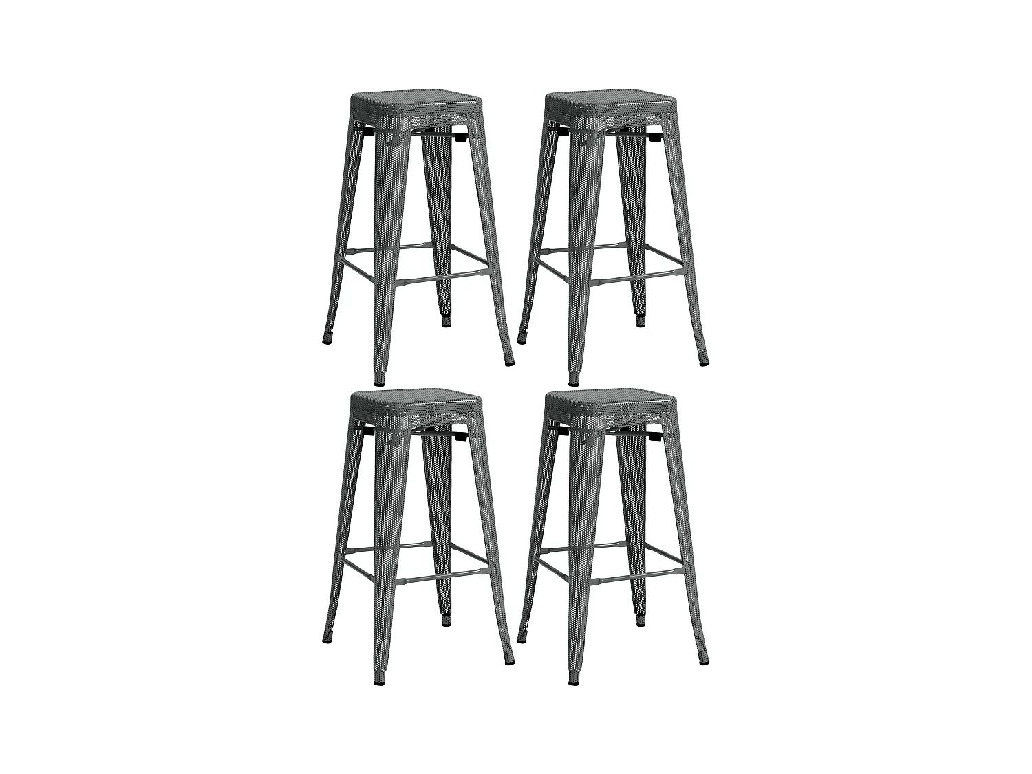 Lot de 4  Tabouret de bar - Métal - Gris - Fletcher