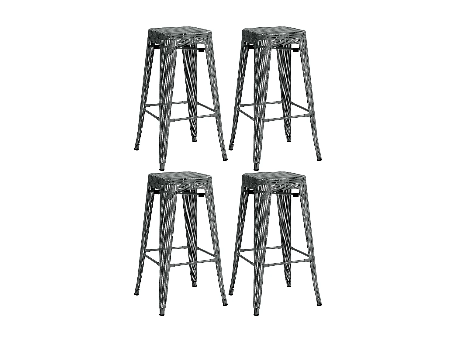 Lot de 4  Tabouret de bar - Métal - Gris - Fletcher