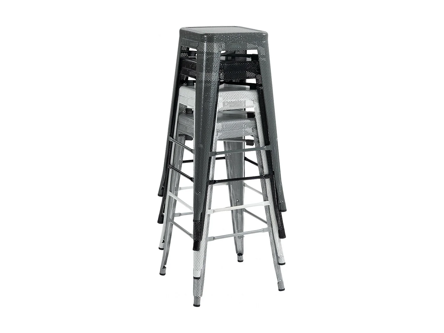 Lot de 4  Tabouret de bar - Métal - Gris - Fletcher