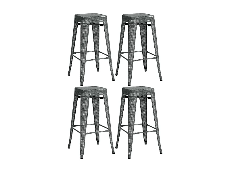 Lot de 4  Tabouret de bar - Métal - Gris - Fletcher