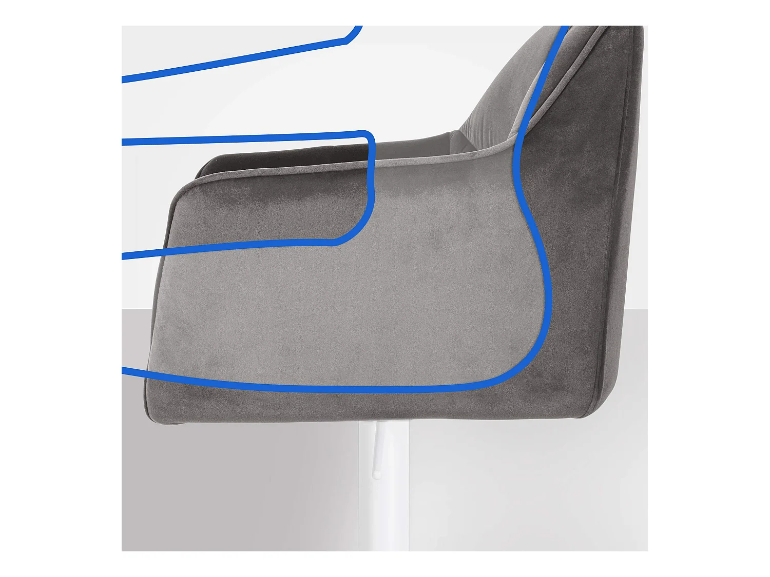 Lot de 2  Tabouret de bar - Velours - Gris - Damaso