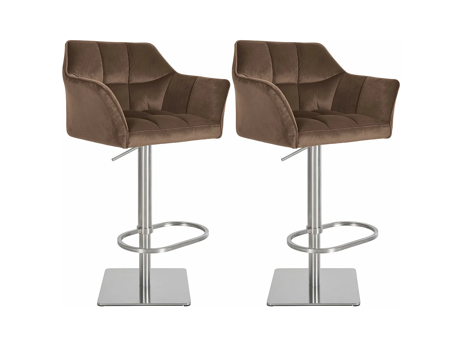 Lot de 2  Tabouret de bar - Velours - Marron - Damaso