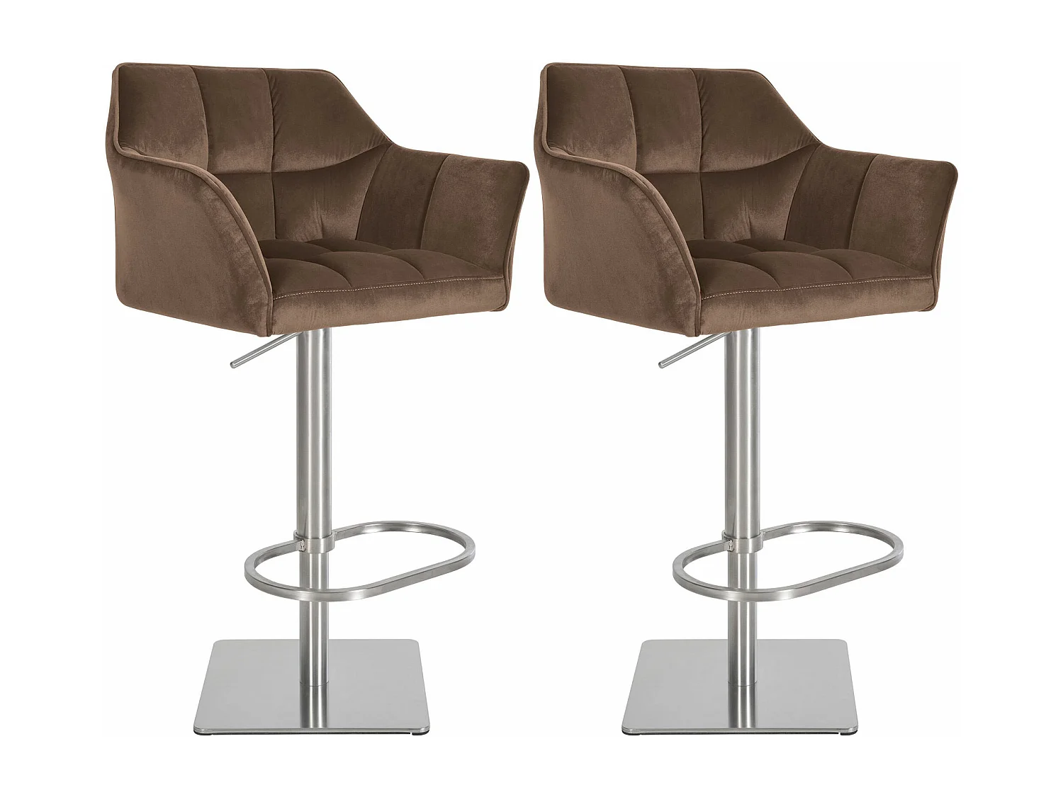 Lot de 2  Tabouret de bar - Velours - Marron - Damaso