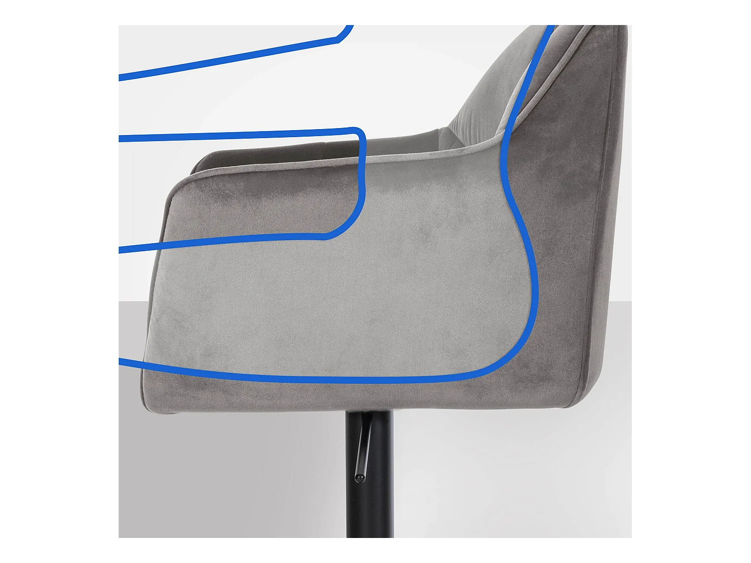 Lot de 2  Tabouret de bar - Velours - Gris - Damaso