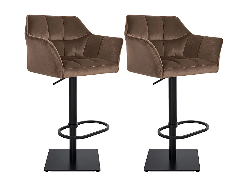 Lot de 2  Tabouret de bar - Velours - Marron - Damaso