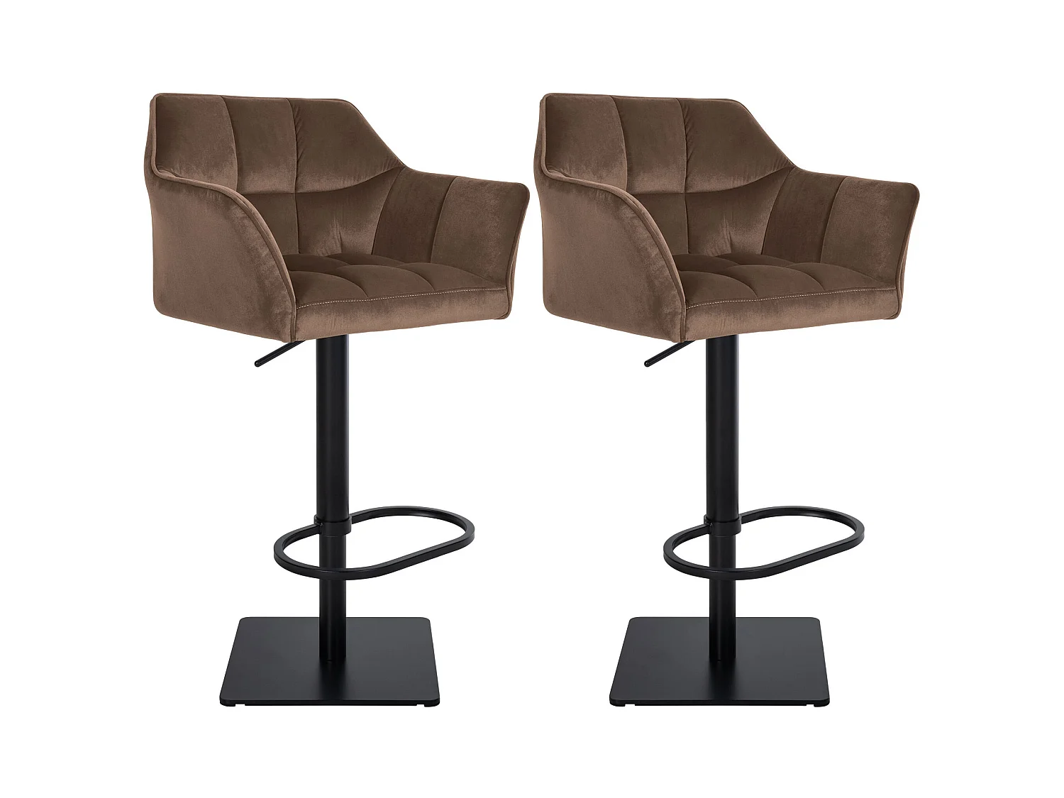 Lot de 2  Tabouret de bar - Velours - Marron - Damaso