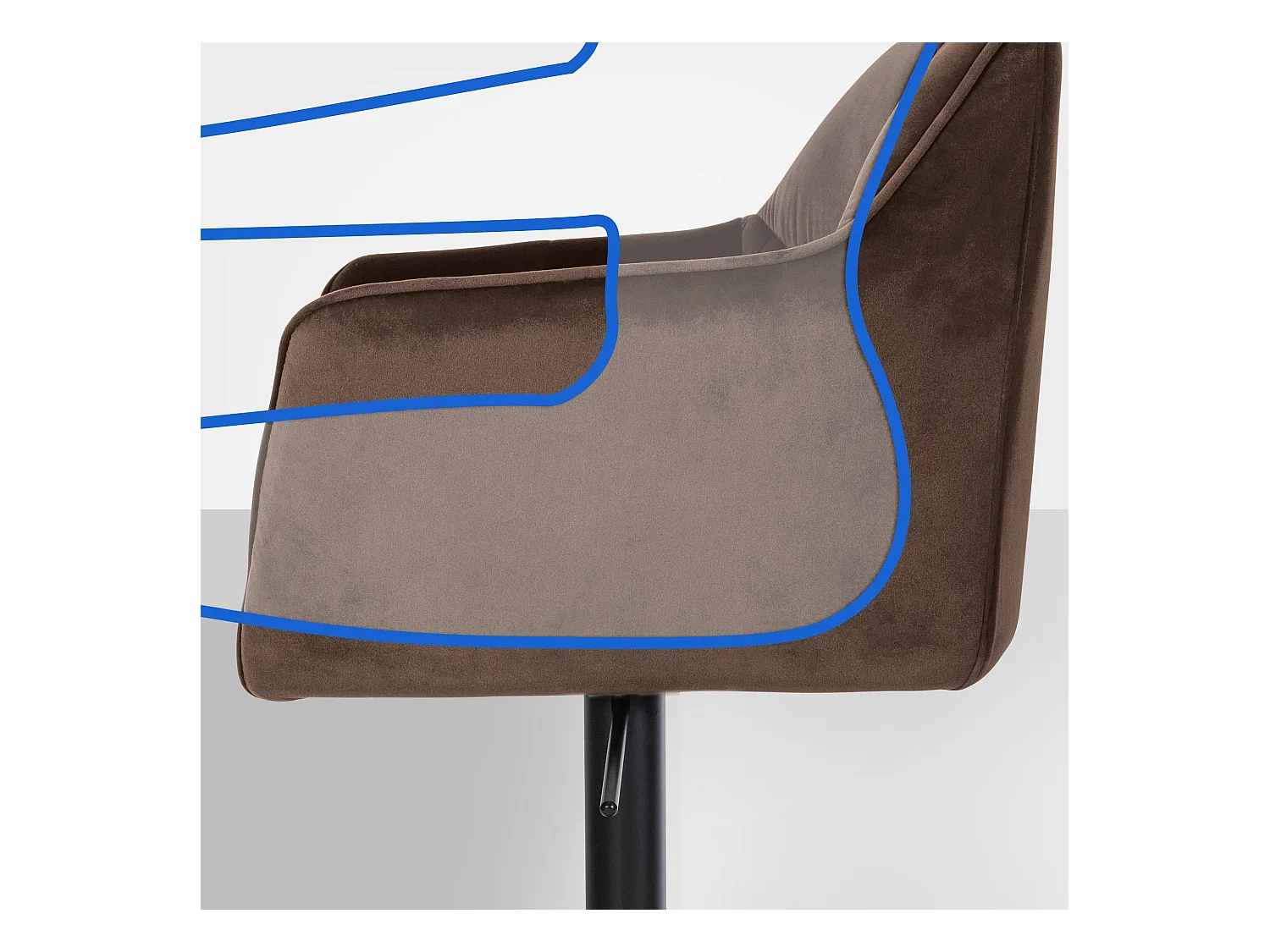 Lot de 2  Tabouret de bar - Velours - Marron - Damaso