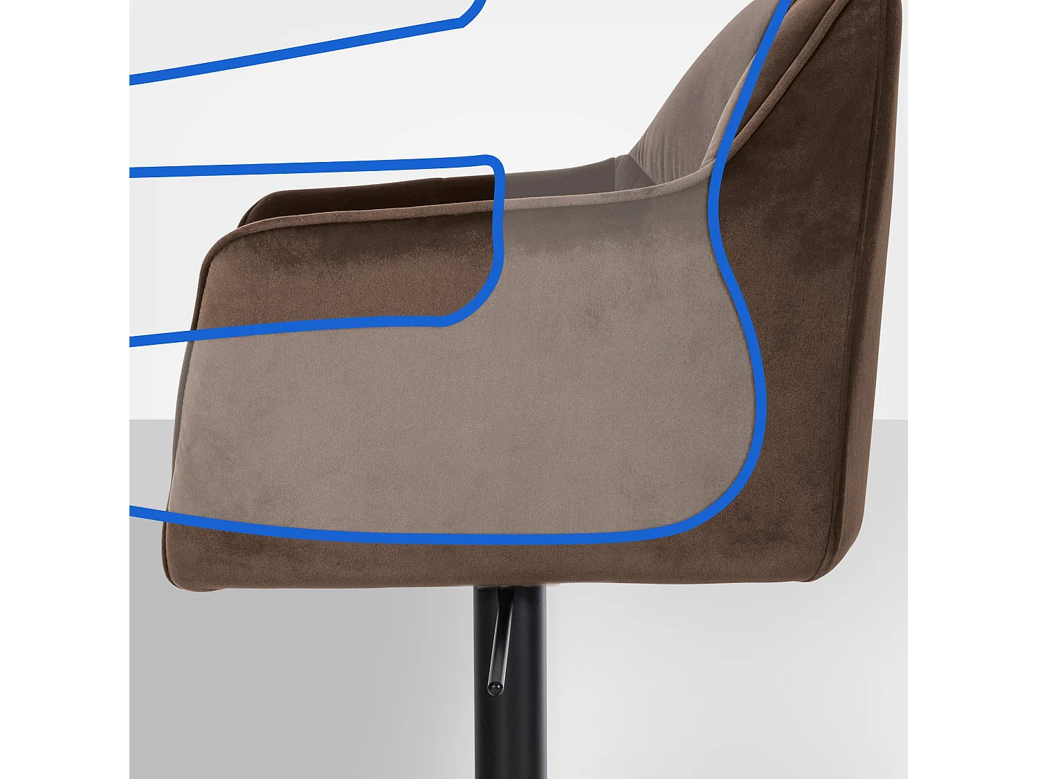 Lot de 2  Tabouret de bar - Velours - Marron - Damaso