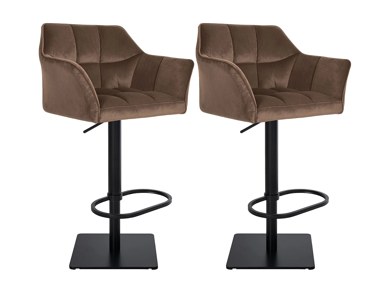 Lot de 2  Tabouret de bar - Velours - Marron - Damaso