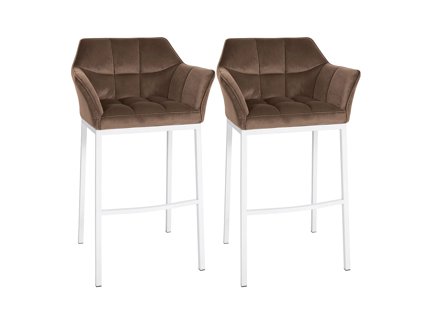 Lot de 2  Tabouret de bar - Velours - Marron - Damaso