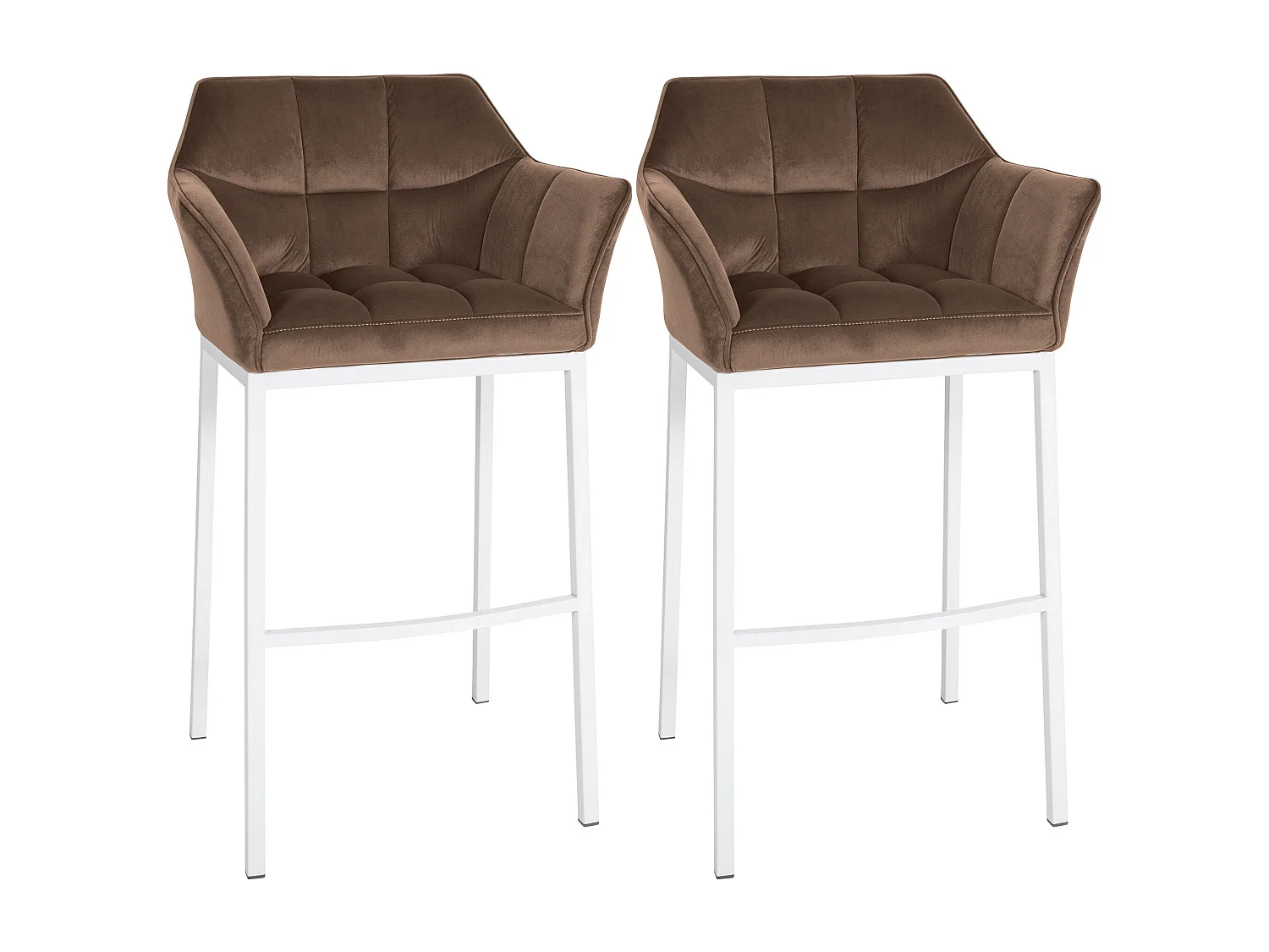 Lot de 2  Tabouret de bar - Velours - Marron - Damaso