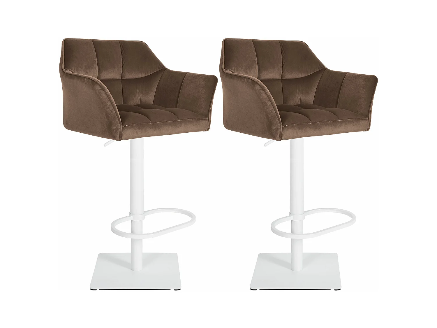 Lot de 2  Tabouret de bar - Velours - Marron - Damaso