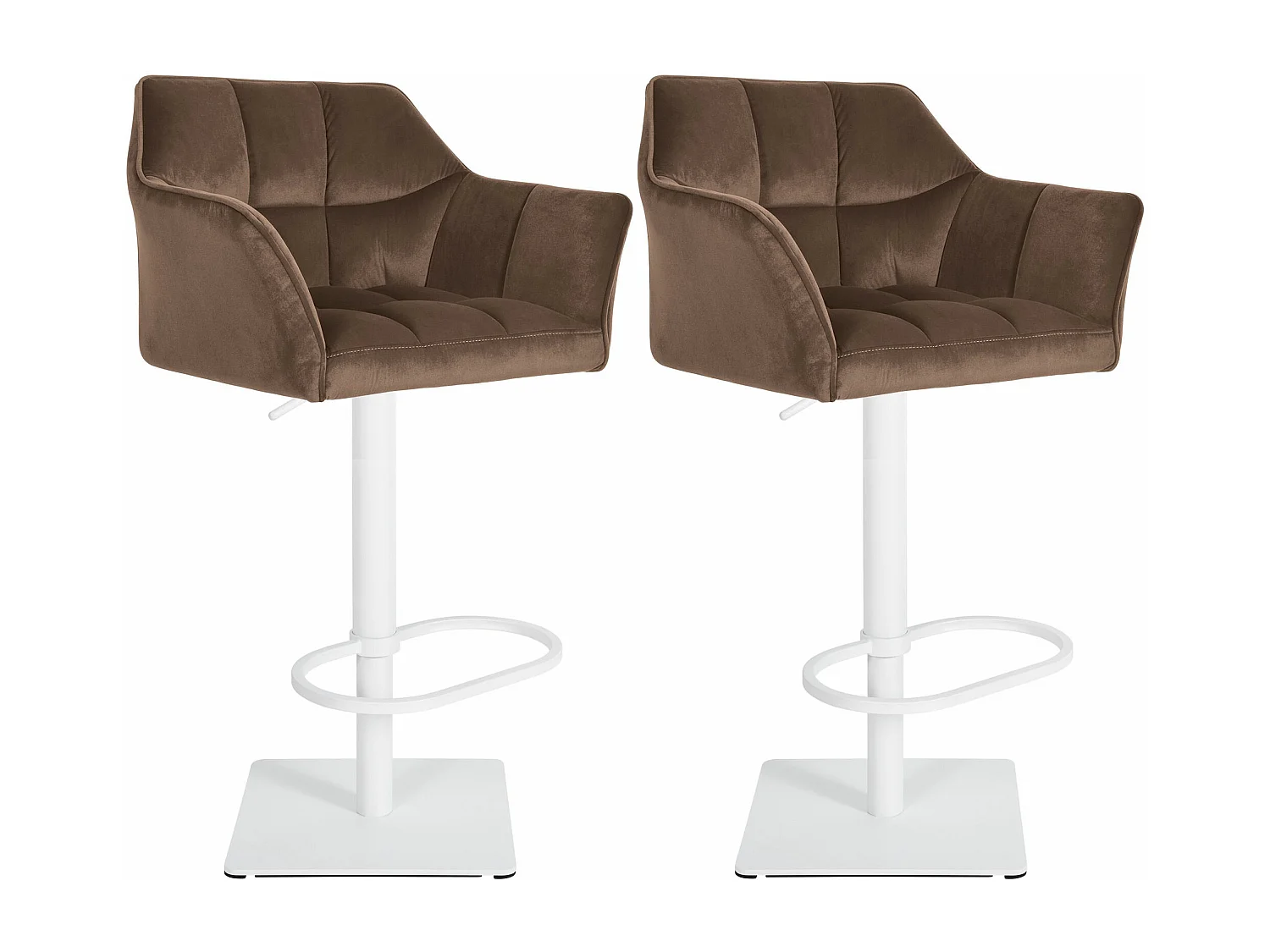 Lot de 2  Tabouret de bar - Velours - Marron - Damaso