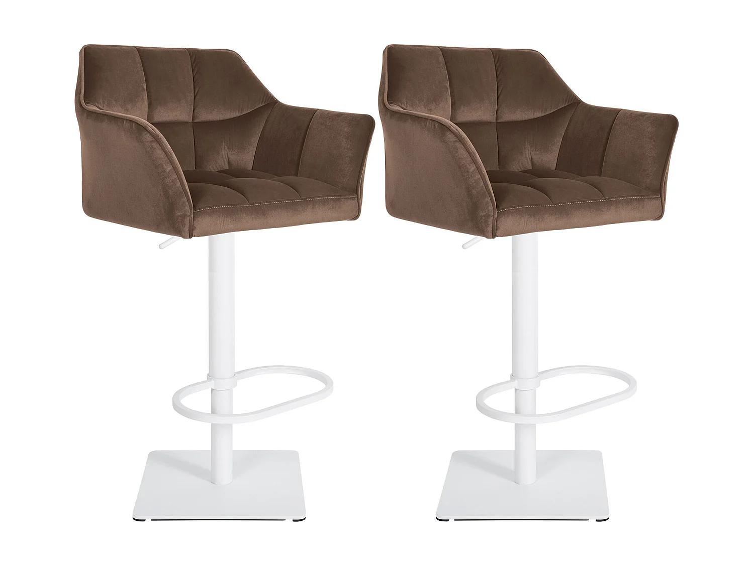 Lot de 2  Tabouret de bar - Velours - Marron - Damaso