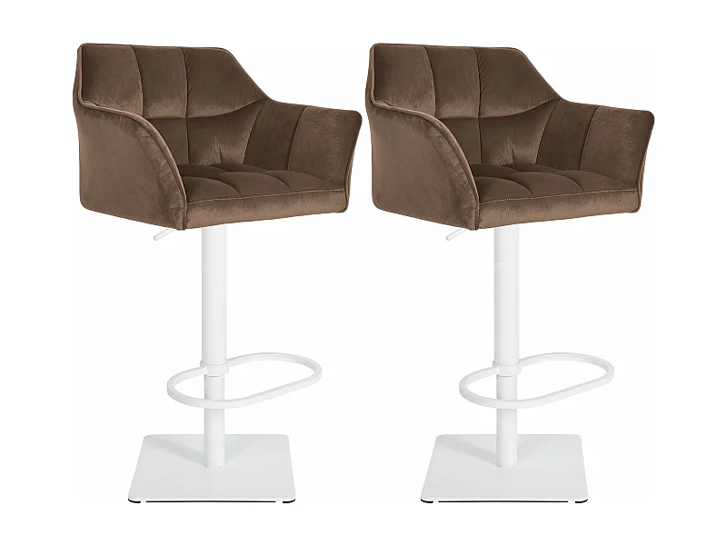Lot de 2  Tabouret de bar - Velours - Marron - Damaso