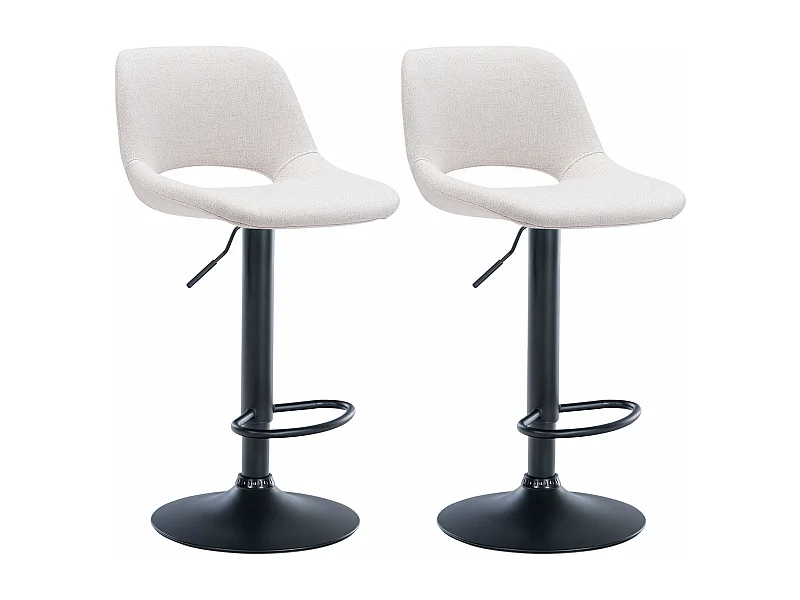 Lot de 2  Tabouret de bar - Tissu - Crème - Camden
