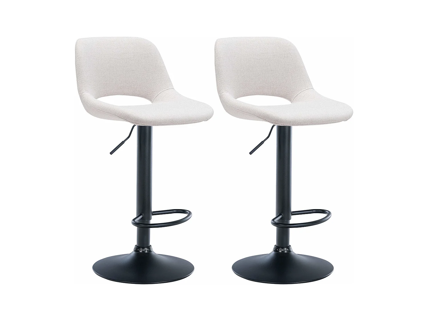 Lot de 2  Tabouret de bar - Tissu - Crème - Camden