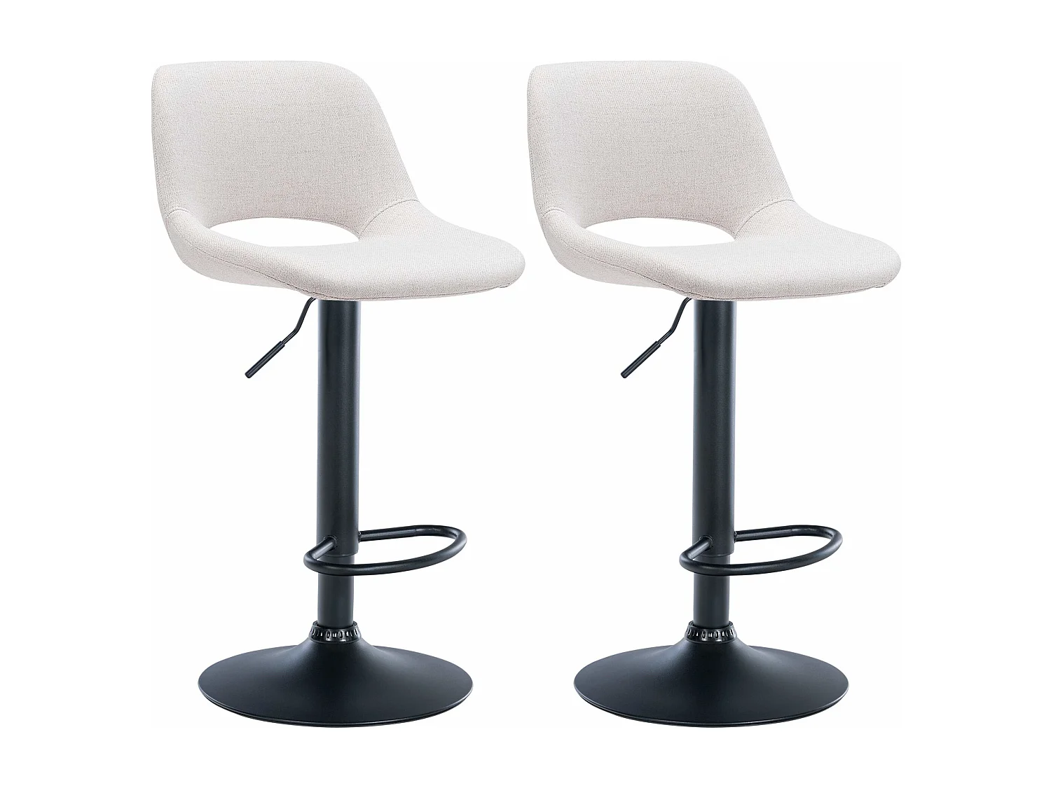 Lot de 2  Tabouret de bar - Tissu - Crème - Camden