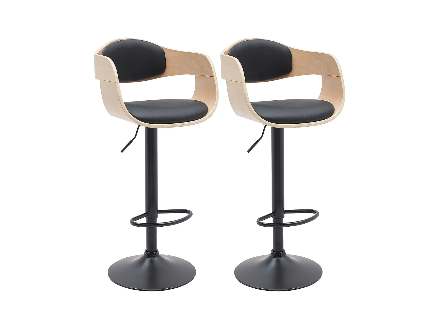 Lot de 2  Tabouret de bar - Similicuir - Nature / Noir - Kingston