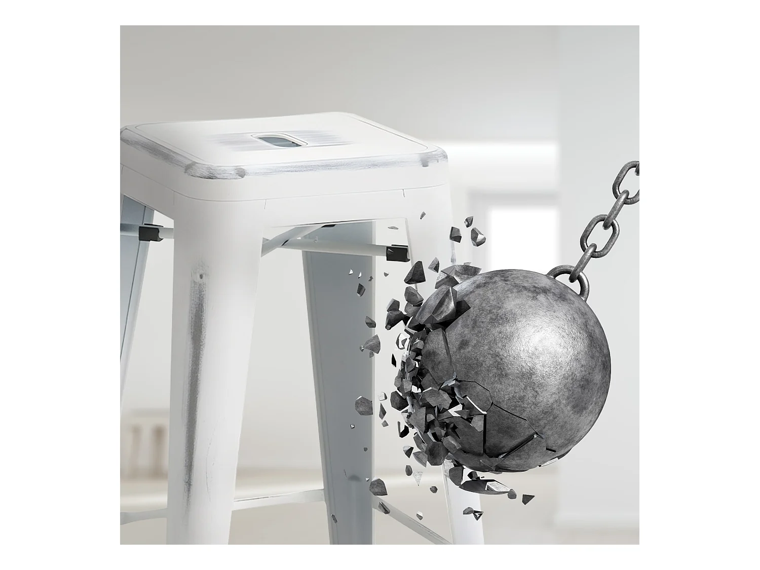 Lot de 4  Tabouret de bar - Métal - Blanc antique - Joshua