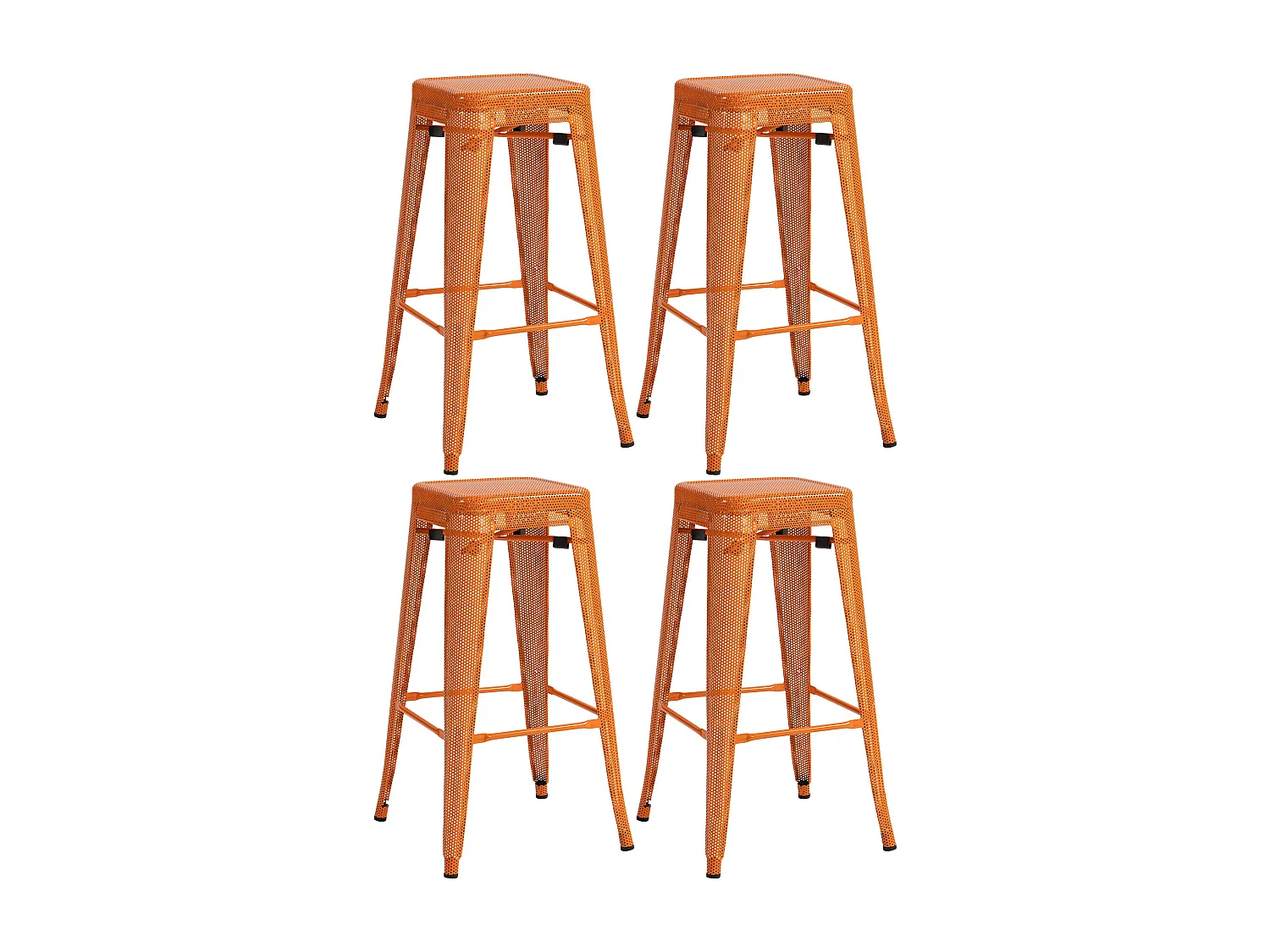 Lot de 4  Tabouret de bar - Métal - Orange - Fletcher