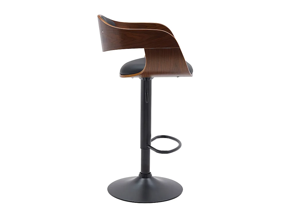 Lot de 2  Tabouret de bar - Similicuir - Noyer / Noir - Kingston