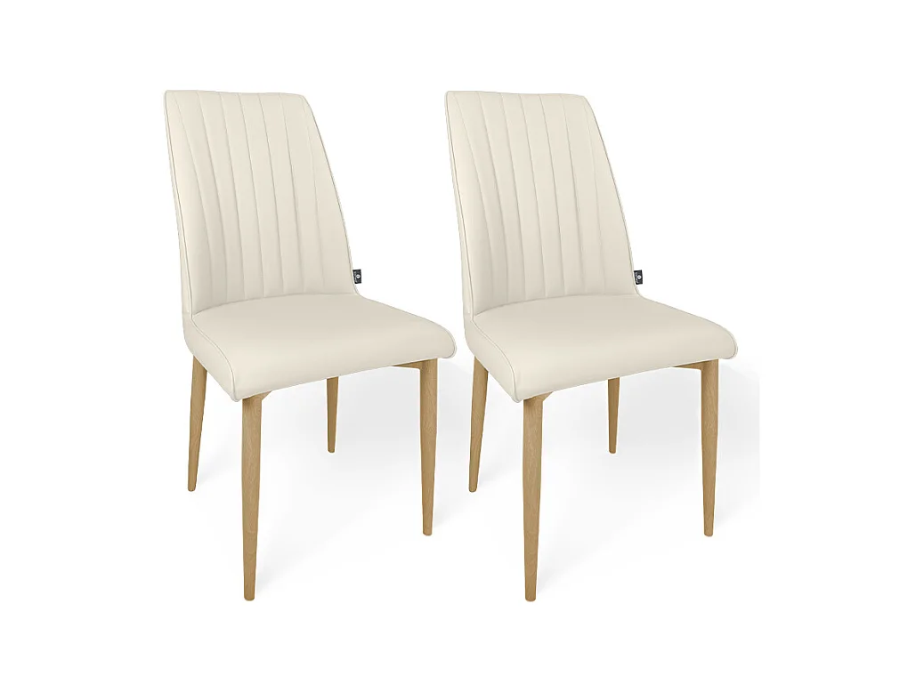 Sedia da pranzo imbottita in ecopelle beige – Francine (2 Pz.)