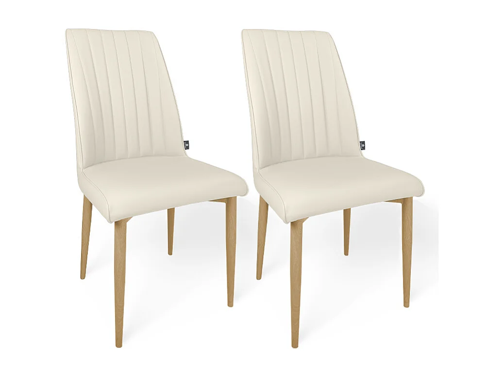 Sedia da pranzo imbottita in ecopelle beige – Francine (2 Pz.)