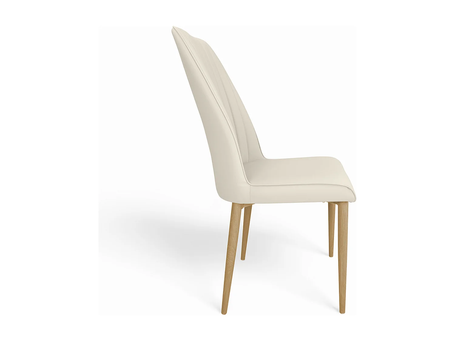 Sedia da pranzo imbottita in ecopelle beige – Francine (2 Pz.)