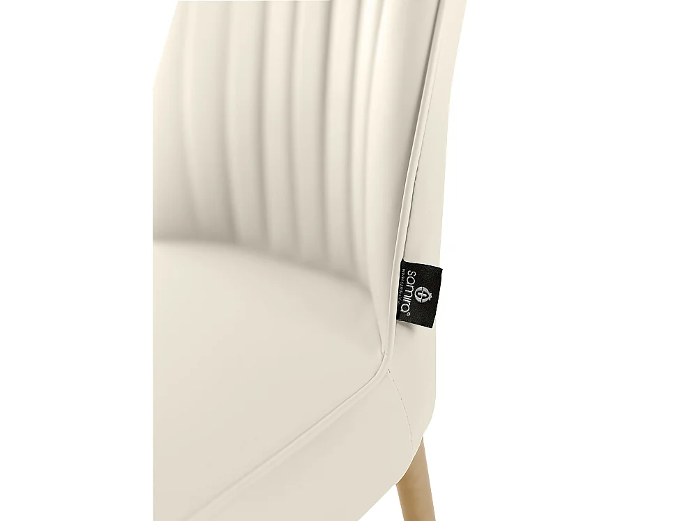 Sedia da pranzo imbottita in ecopelle beige – Francine (2 Pz.)