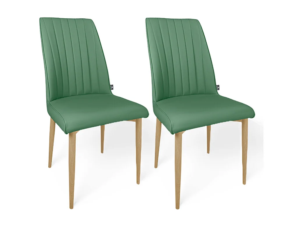 Sedia da pranzo imbottita in ecopelle verde oliva – Francine (2 Pz.)
