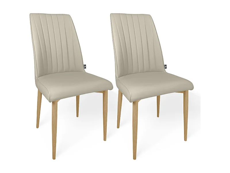 Sedia da pranzo imbottita in ecopelle tortora – Francine (2 Pz.)