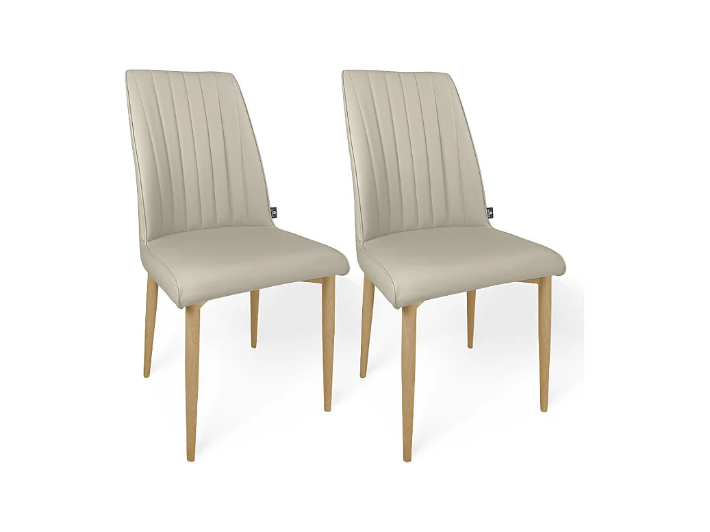 Sedia da pranzo imbottita in ecopelle tortora – Francine (2 Pz.)